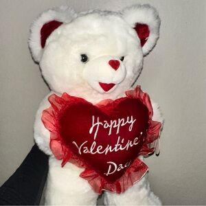 Vintage Valentine's Day White and Red Teddy Bear